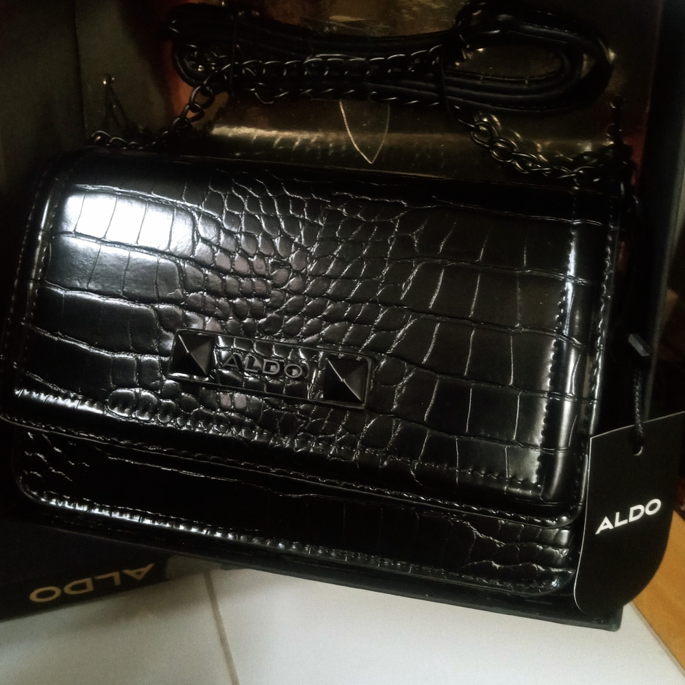 🆕 ALDO Black Croc-Embossed Women's Bag